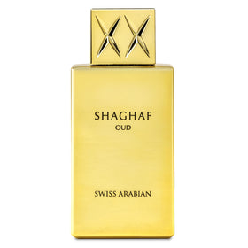 Swiss Arabian Shaghaf Oud front bottle view showing luxurious packaging and instant recognition