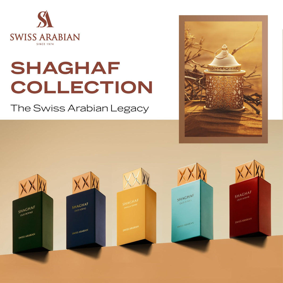 Swiss Arabian Shaghaf Oud lifestyle scene on dresser conveying elegance and gifting appeal
