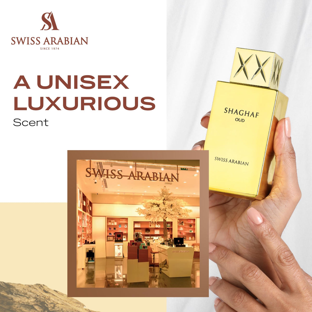 Swiss Arabian Shaghaf Oud being sprayed to show application and immediate scent diffusion