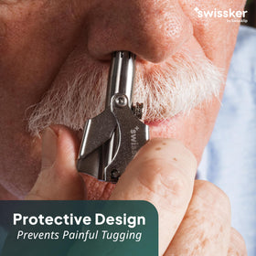 Swissklip Swissker trimming nostril hairs demonstrating safe use
