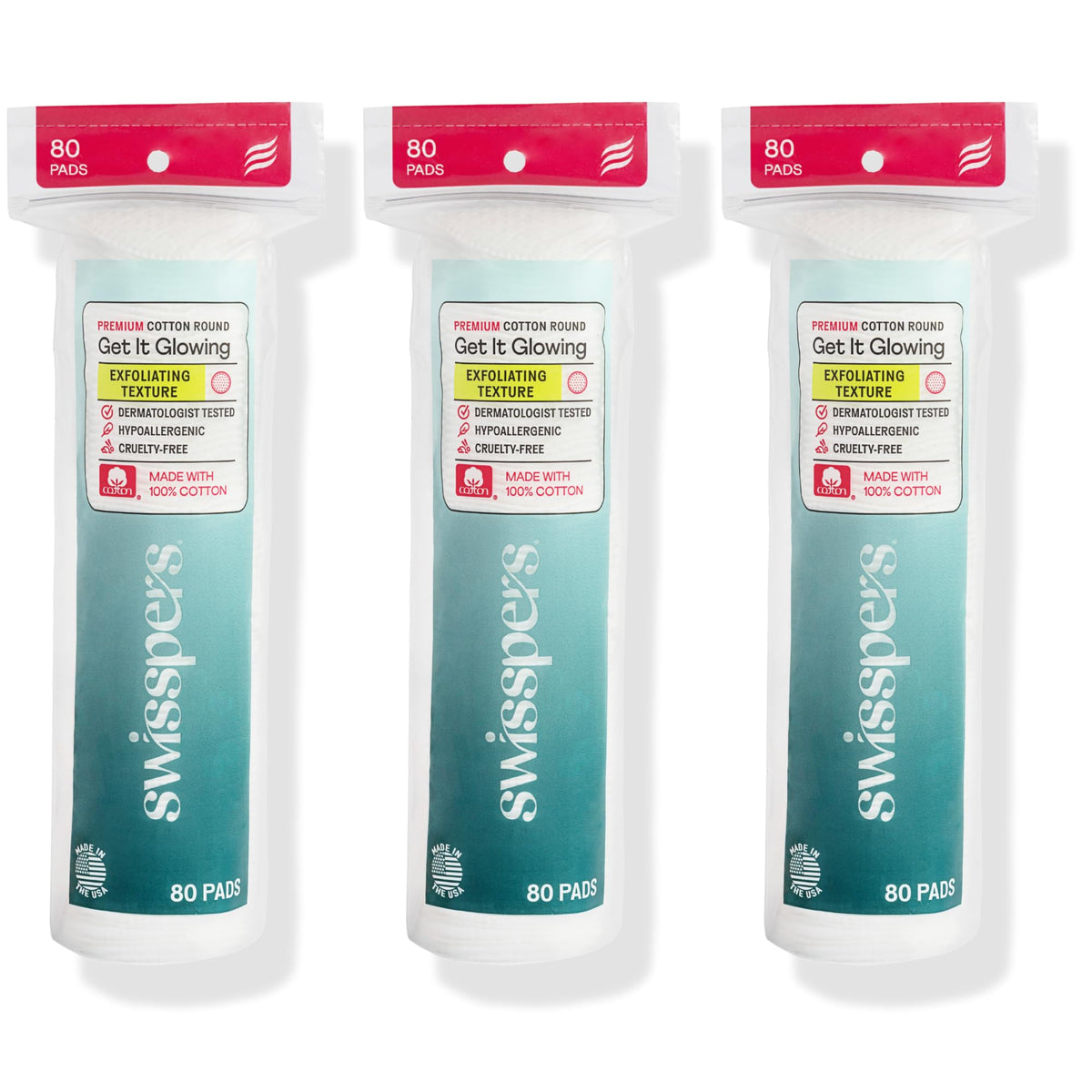 Swisspers front packaging showing three resealable pouches and benefit of value pack