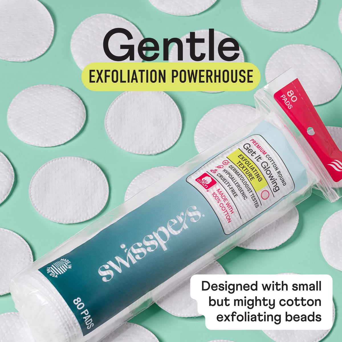 Swisspers cotton round removing eye makeup demonstrating effective cleansing benefit