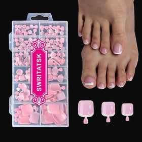 SWRITATSK front packaging showing French square press-on toes and quick salon look