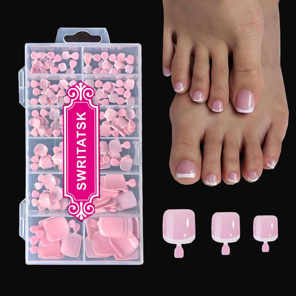 SWRITATSK front packaging showing French square press-on toes and quick salon look