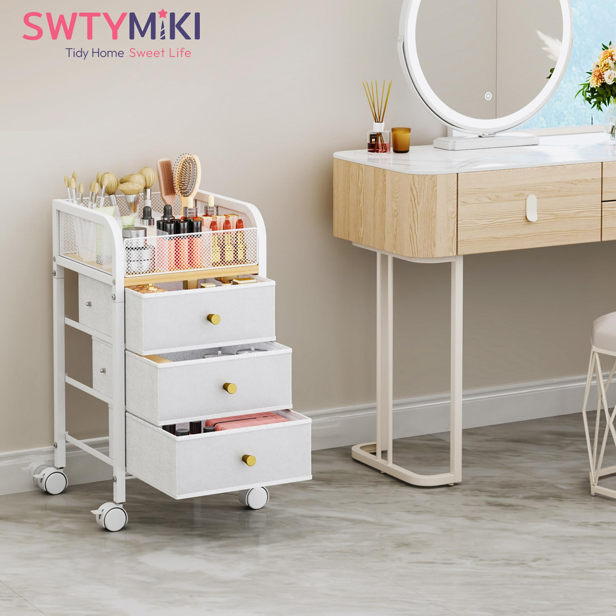 SWTYMIKI drawer open showing palettes and tools for neat categorization
