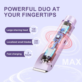SXIOQI close-up of the dual head showing trimmer and shaver for versatile grooming