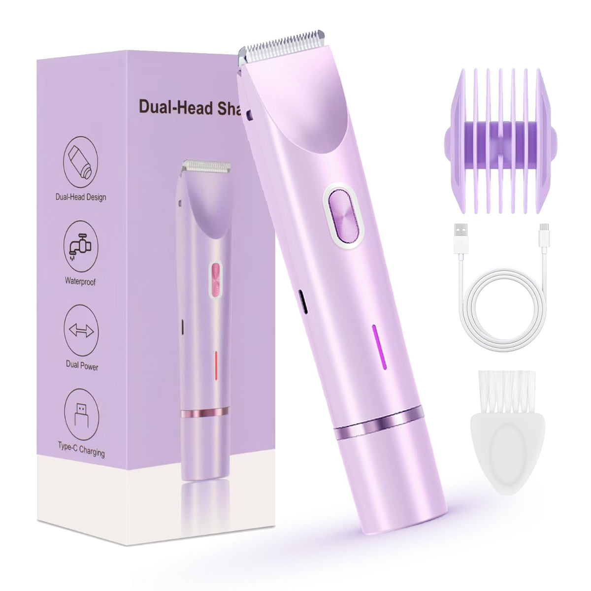 SXIOQI front view of purple bikini trimmer showing compact design and portability