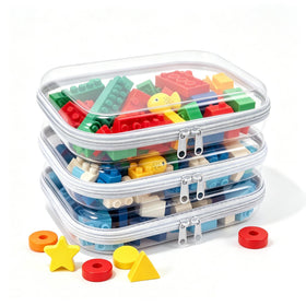 SXS LACONIC front view of clear hard zipper case showing transparency and three sizes