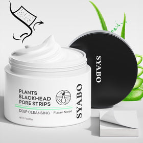 SYABO front packaging showing mask and 100 strips for convenient blackhead removal