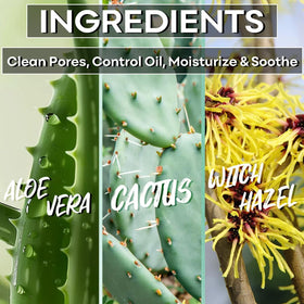 SYABO label closeup showing aloe vera and witch hazel ingredients for soothing care