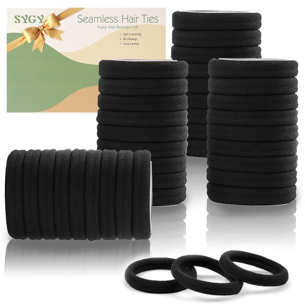 SYGY front packaging showing 100 black hair ties and bulk value
