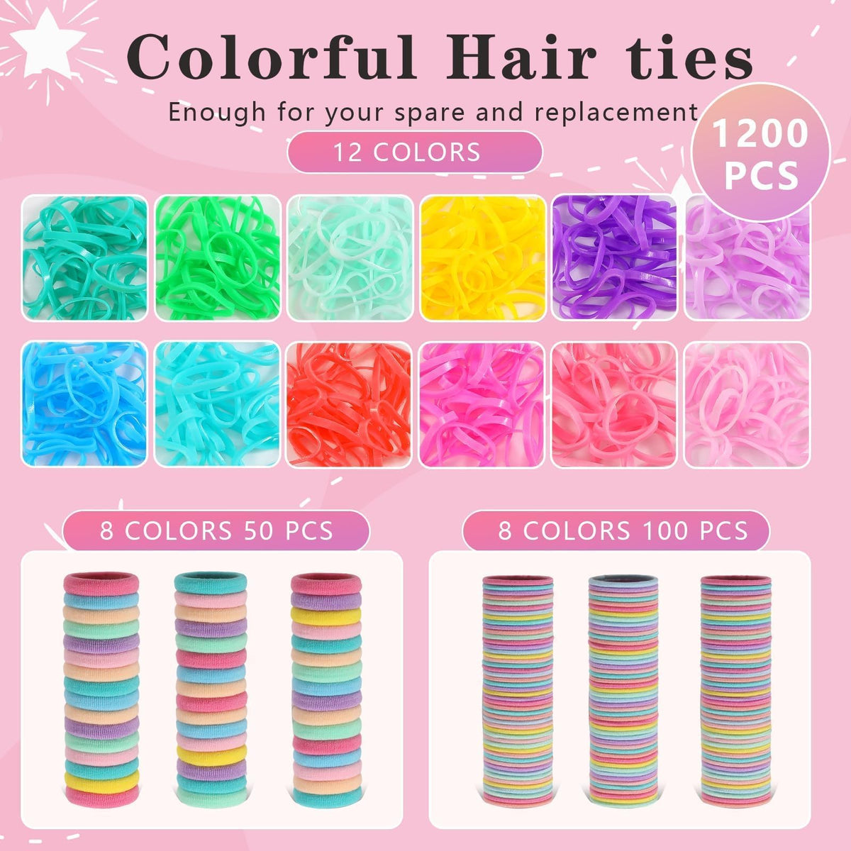 SYGY close-up of colorful hair ties showing texture and stretch durability