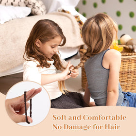 SYGY holding a thin ponytail showing gentle no-crease hold benefit