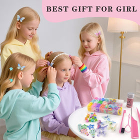 SYGY girl wearing assorted clips and ties demonstrating finished look