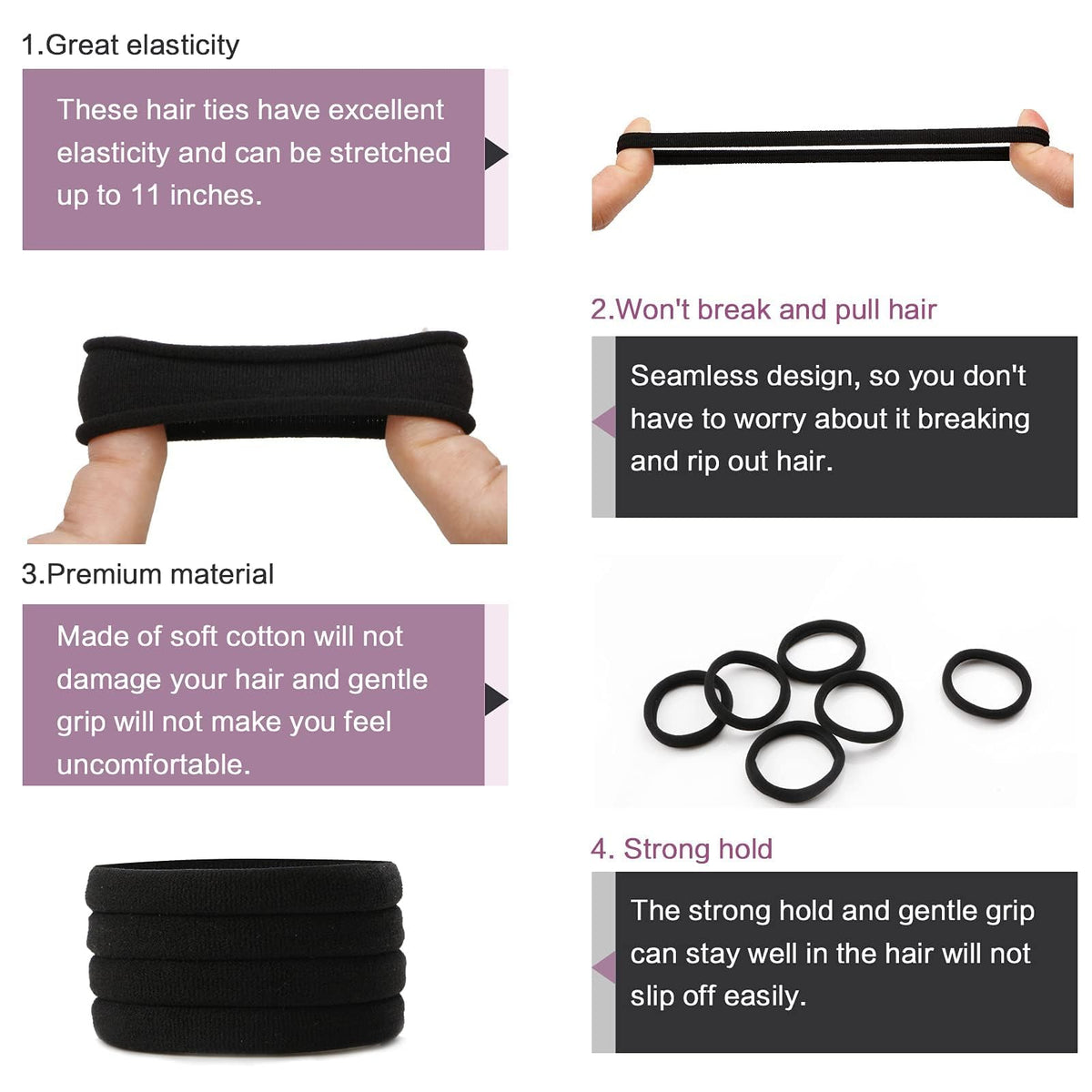 SYGY hair tie stretched and holding a ponytail for secure wear