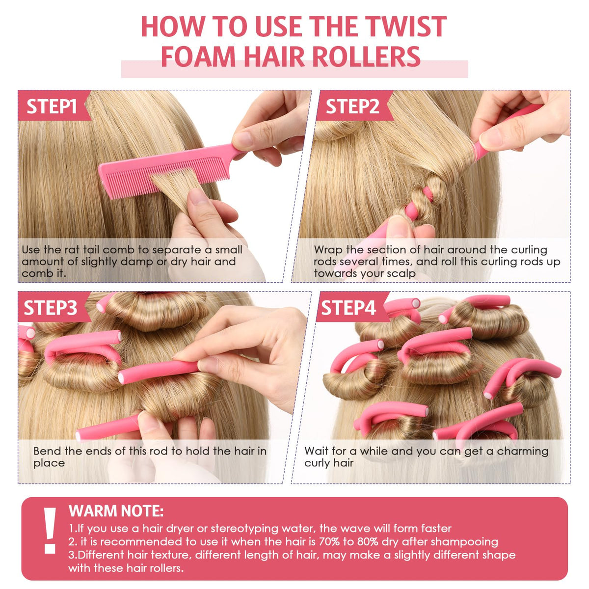 Syhood rolled hair example displaying even waves created without heat for natural volume