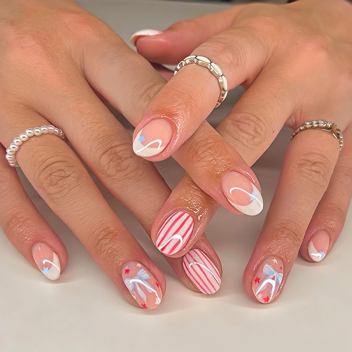 SYPAFG front packaging showing patriotic press-on nails and glossy finish for easy application