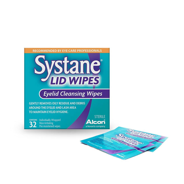 Systane front packaging showing box and 32-count, convenient hygiene