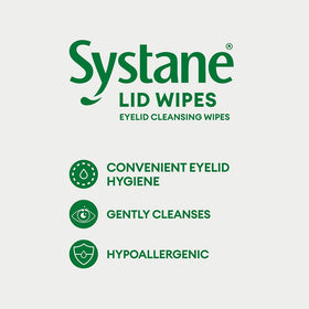 Systane open packet with pre-moistened wipe ready to cleanse lids