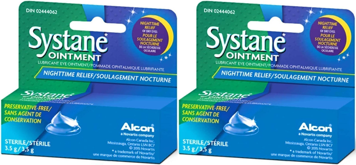 Systane front packaging showing two 3.5g tubes and new design for nighttime convenience