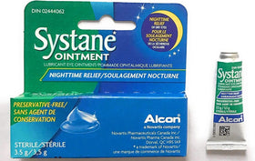 Systane tube close-up showing ointment texture and thick lubrication for overnight use