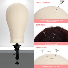 SZCY LLC clamp attached to table providing steady secure support during wig construction