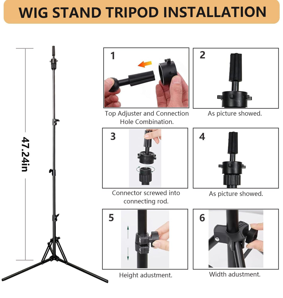 SZCY LLC tripod stand extended to full 47-inch height offering ergonomic work posture