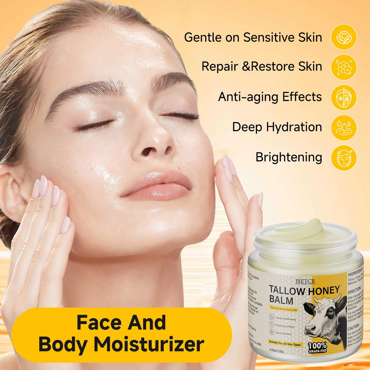 SzHristy ingredient layout with honey, beeswax and olive oil for clean formula clarity
