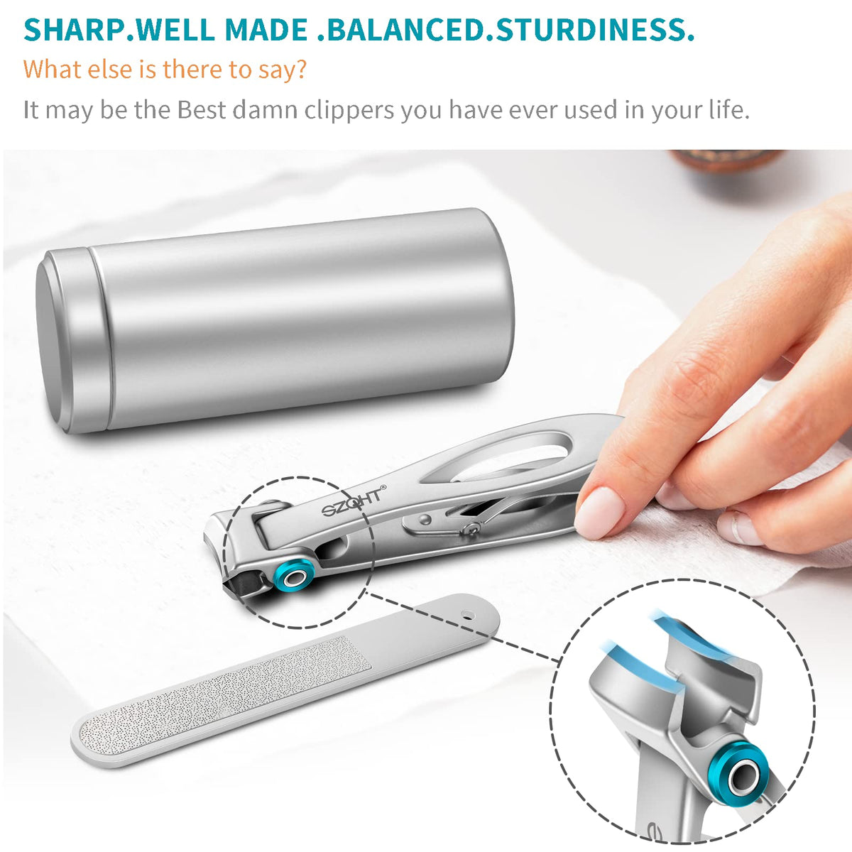 SZQHT macro view of sharp cutting edge for accurate, clean nail cuts