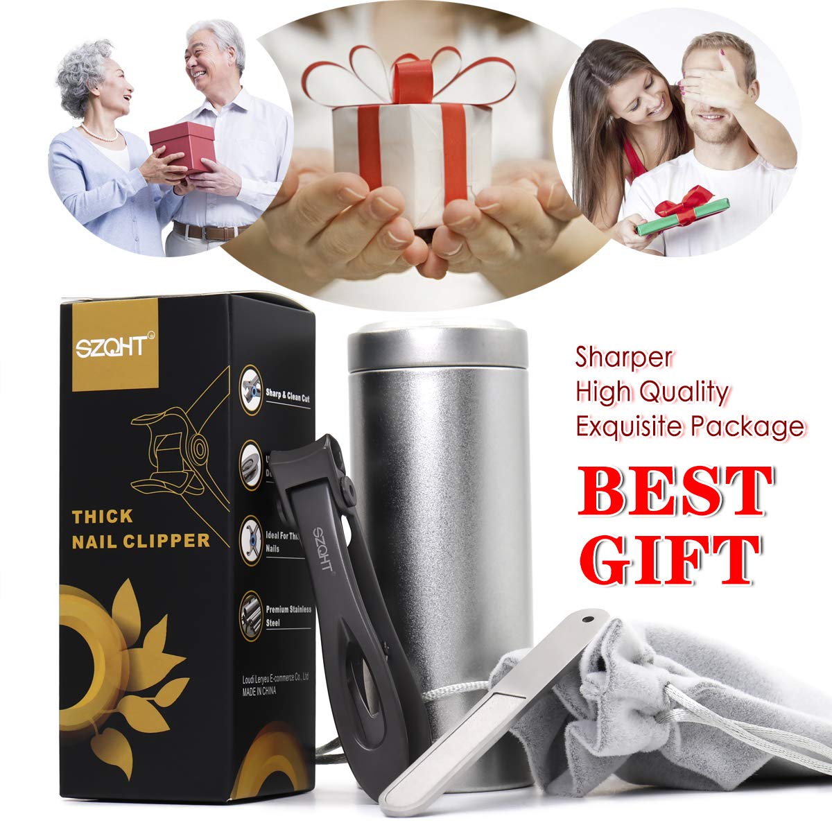SZQHT included metal file and clipper, finishing edges for smooth nails