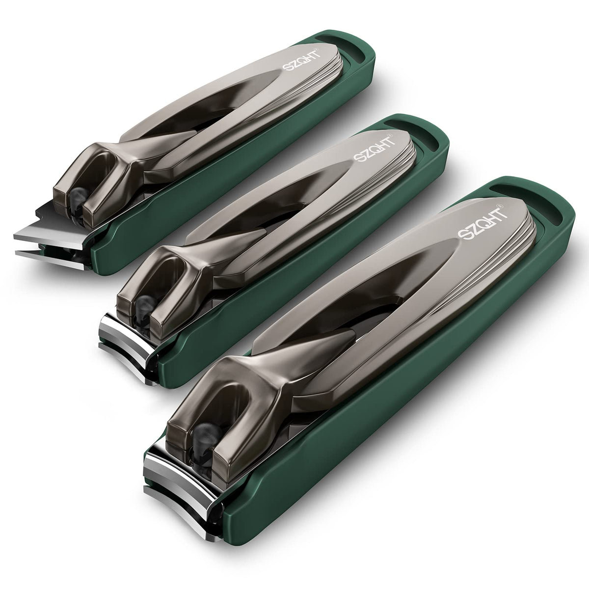 SZQHT front view of three stainless steel clippers, organized and durable
