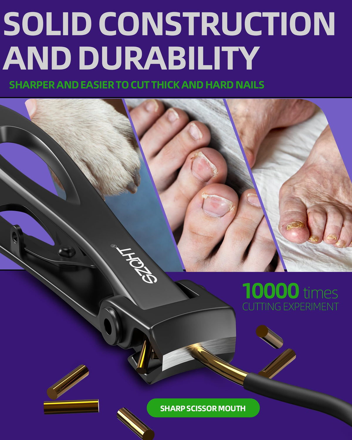 SZQHT jaw opened to 15mm demonstrating wide opening for thick nails