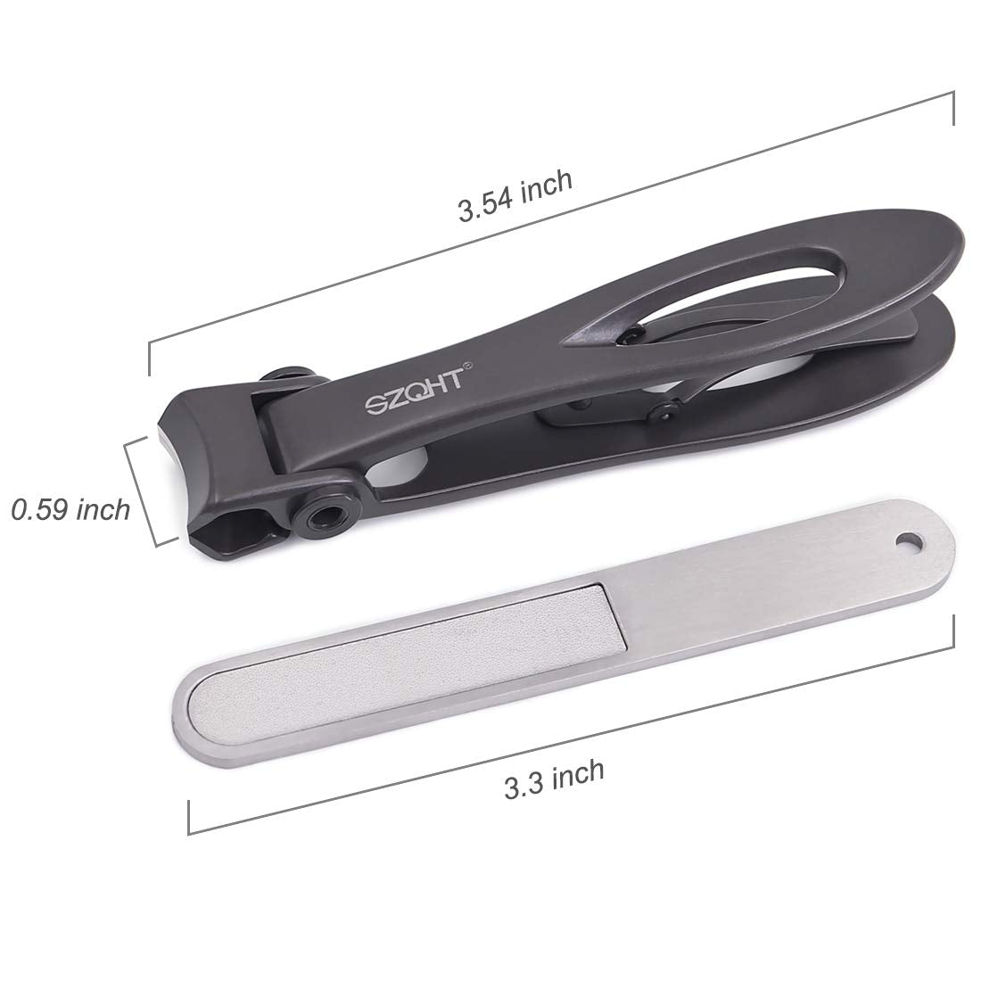 SZQHT clipper next to ruler showing compact 3.54-inch size for portability