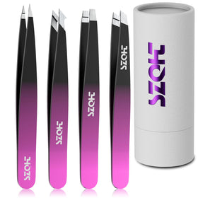 SZQHT front packaging showing four tweezers and eco-friendly tube, clean presentation and benefit