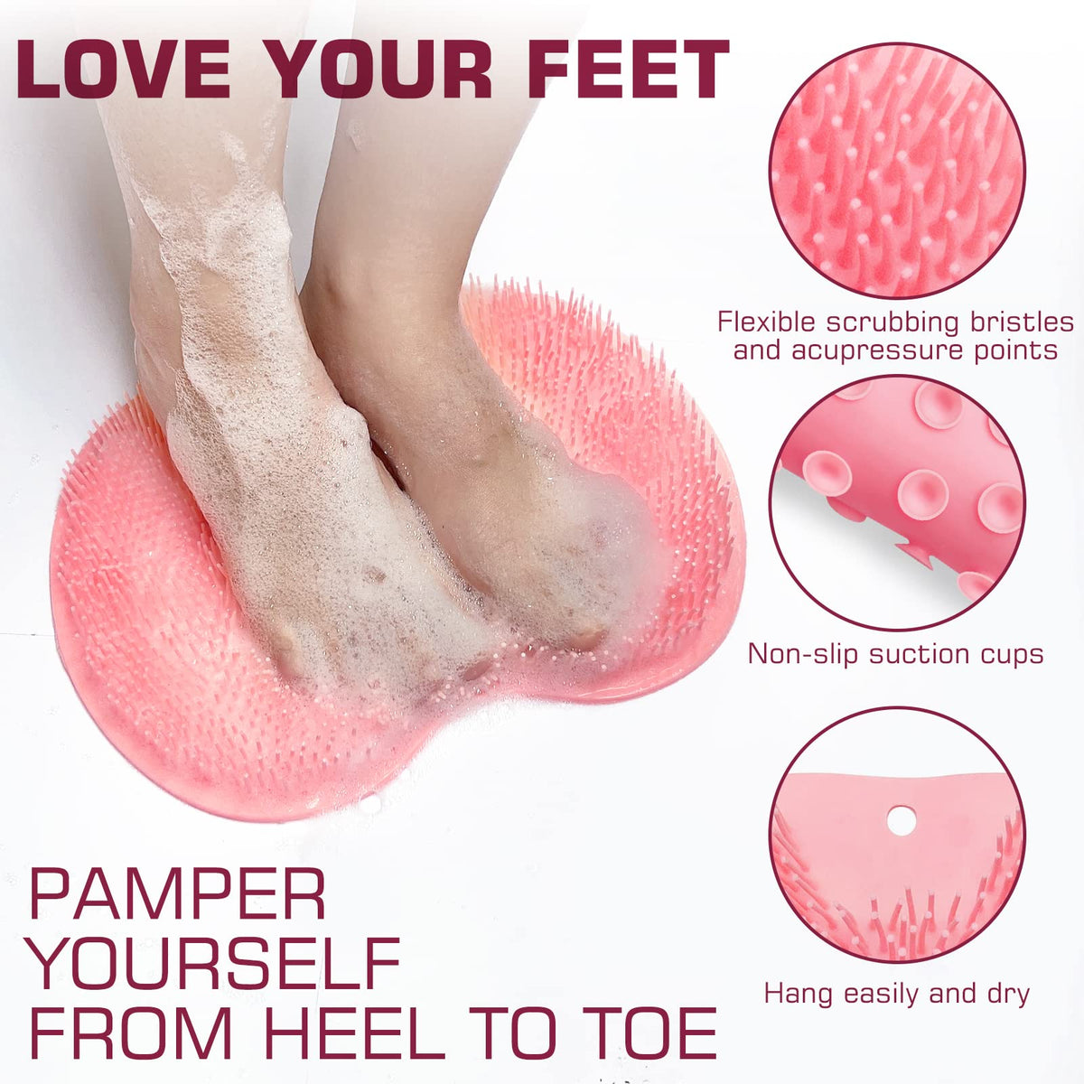 SZZYXD close-up of silicone bristles that scrub between toes effectively