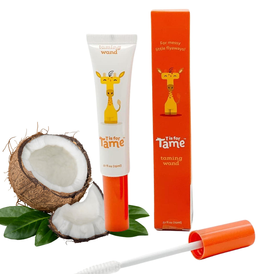 T is for Tame front packaging showing the product and vanilla scent benefit