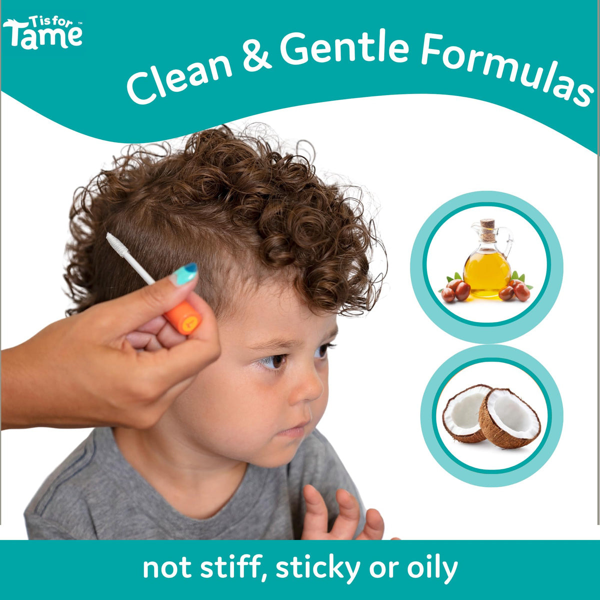 T is for Tame in use smoothing toddler flyaways for neat hair