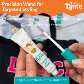 T is for Tame gel texture droplet showing smooth non-sticky finish benefit
