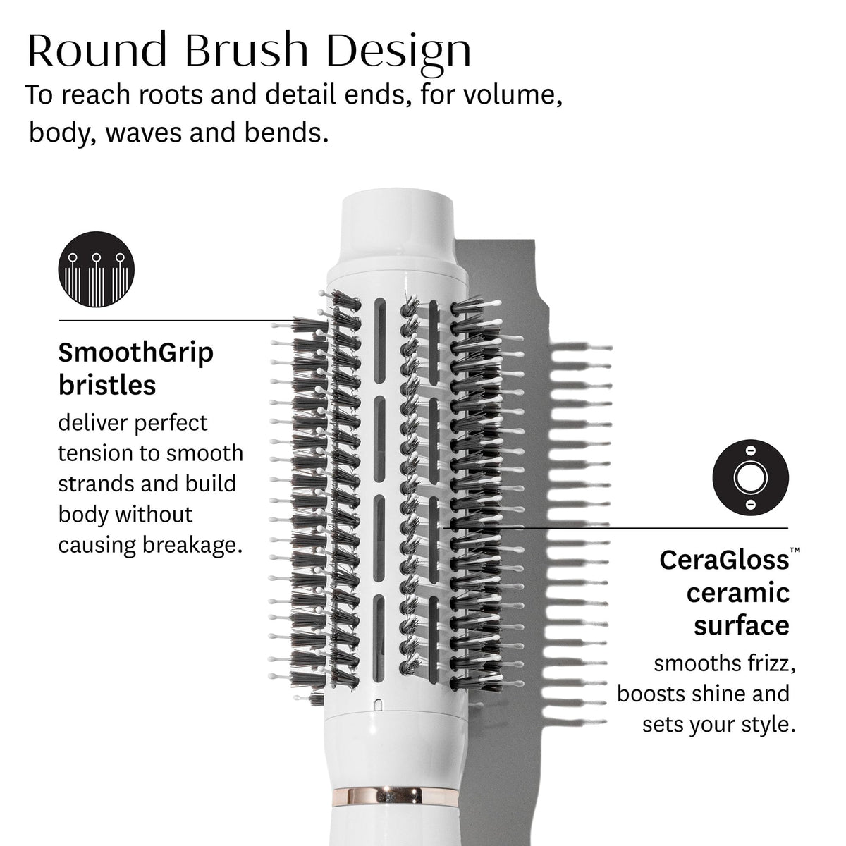T3 AireBrush in hand styling hair to demonstrate one-step drying benefit