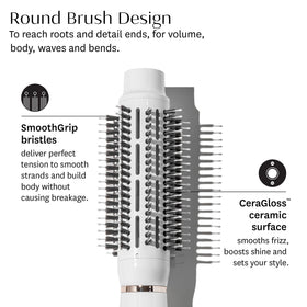 T3 AireBrush in hand styling hair to demonstrate one-step drying benefit