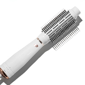 T3 AireBrush placed on bathroom counter styled hair showing salon-quality results benefit