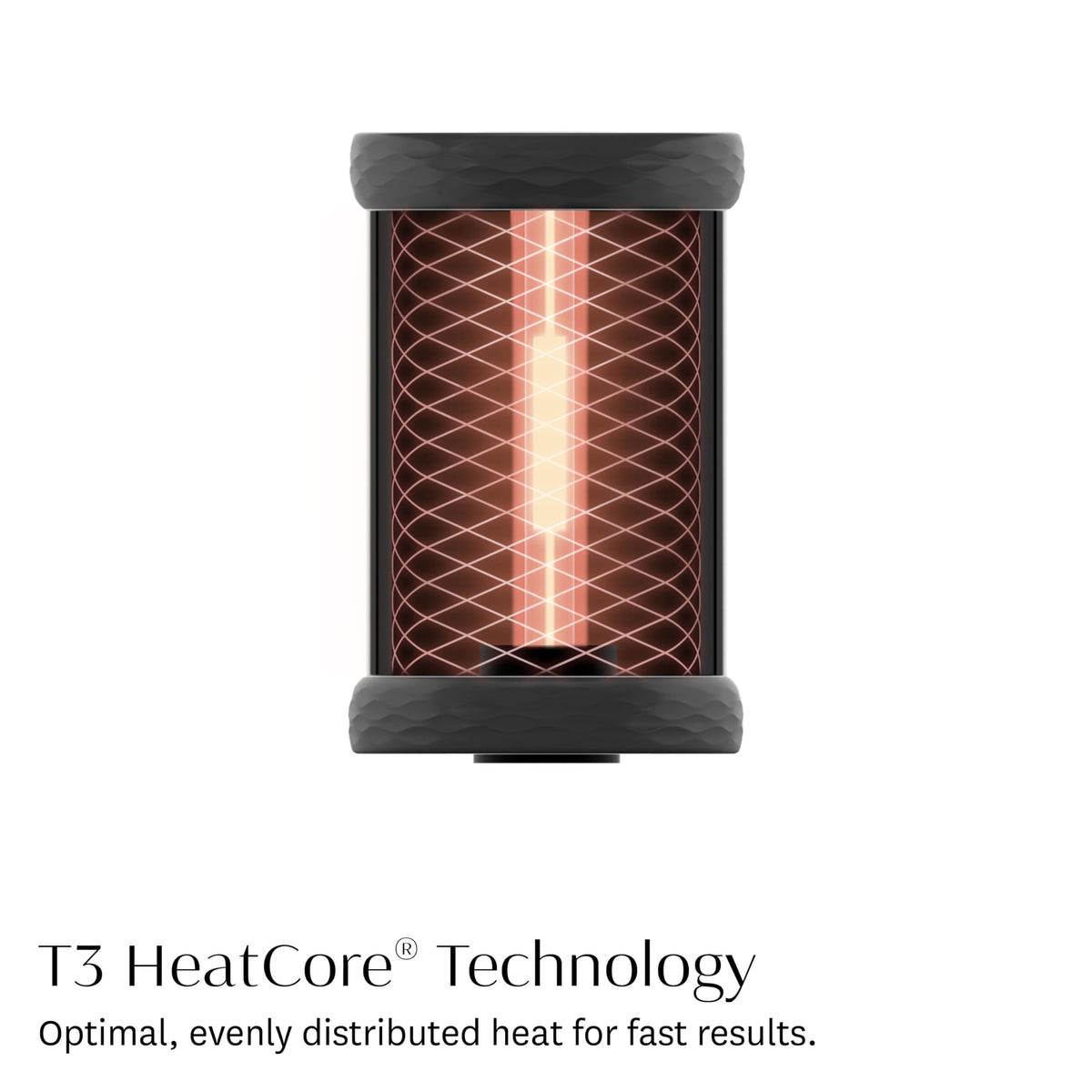 T3 rollers heating indicator glowing to show even HeatCore warmth for reliable results benefit