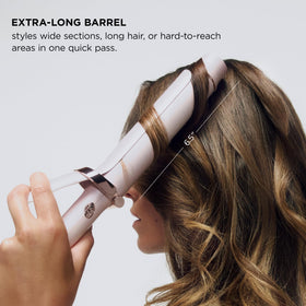T3 close-up of extra-long CeraGloss ceramic barrel for even heat and shine