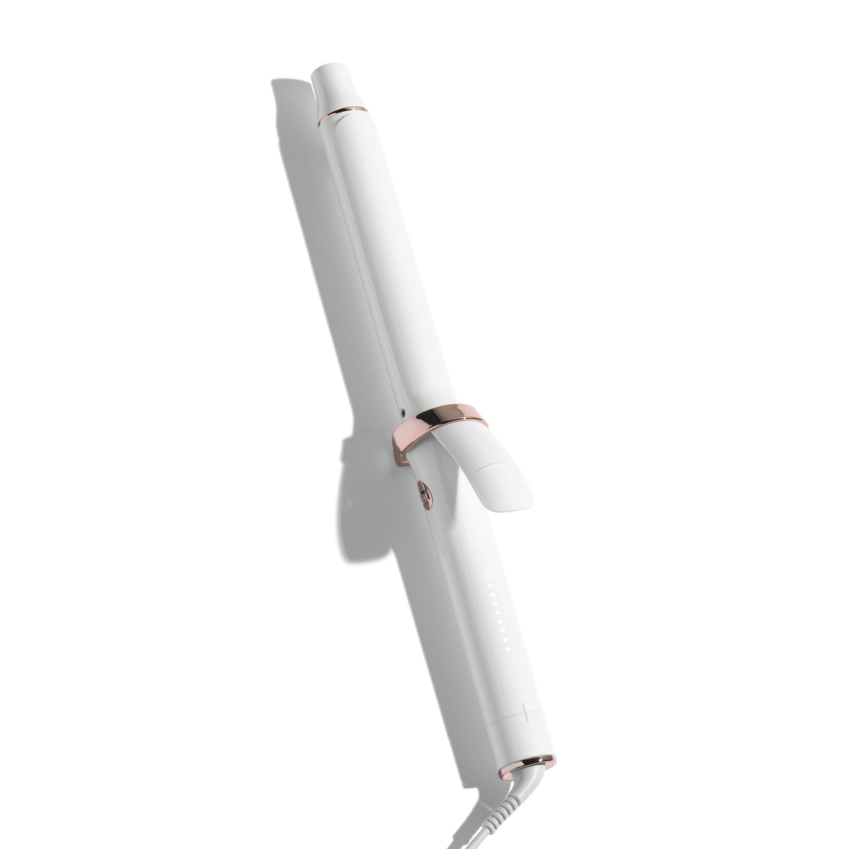 T3 curling iron front view showing extra-long barrel for faster styling