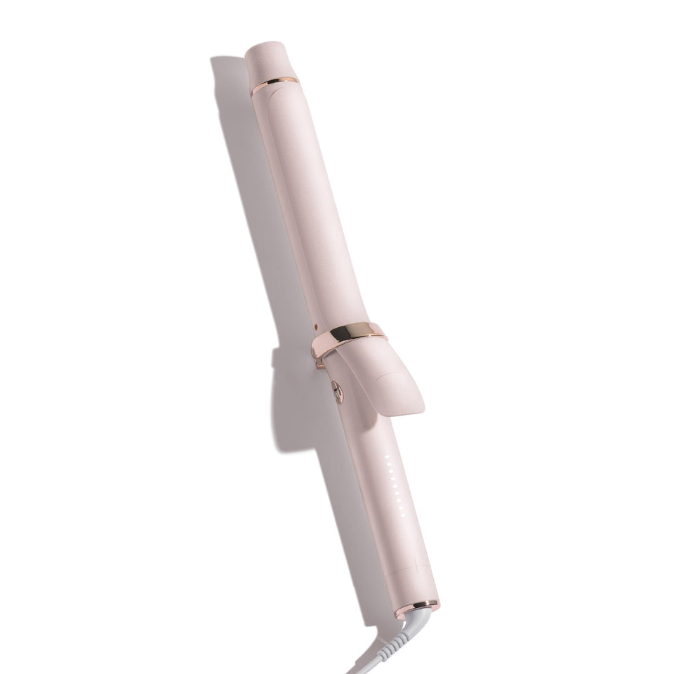 T3 front view of curling iron showing sleek design and extra-long barrel for faster styling