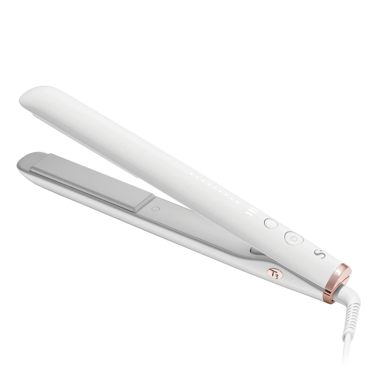 T3 StyleMax front view showing slim 1-inch plates and controls for professional styling