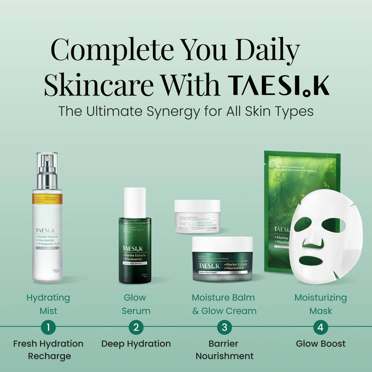 TAESI.K label close-up with vegan and low-irritation claims