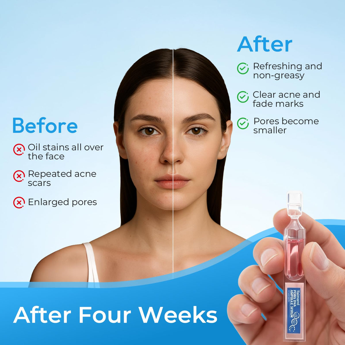 Taimand ampoule being opened and applied for easy single-use dosing