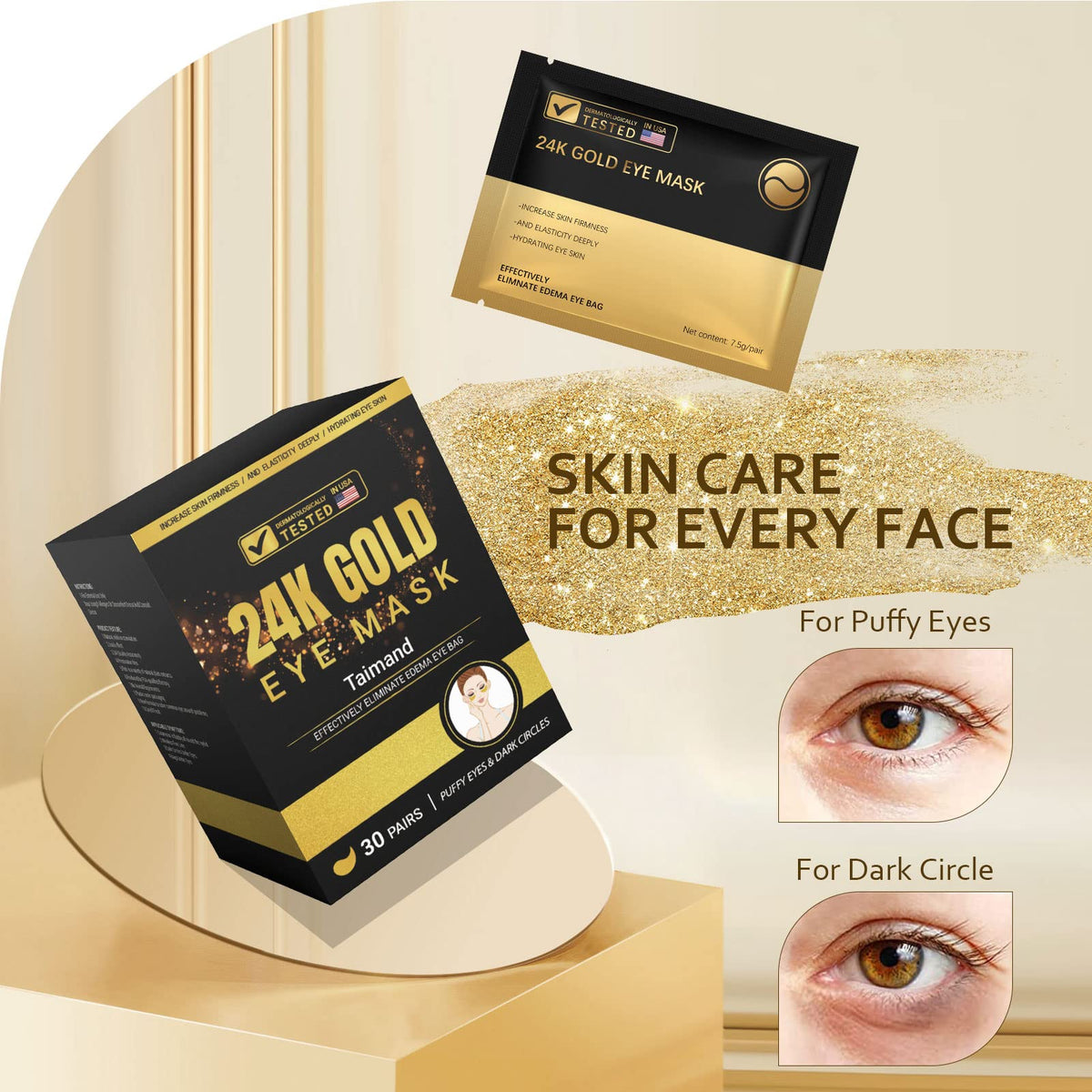 Taimand application under eye reducing puffiness and revitalizing skin