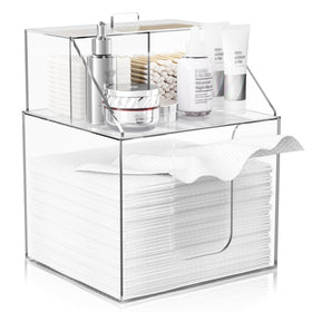 TAINESS clear front view showing double-layer storage and organized bathroom counter